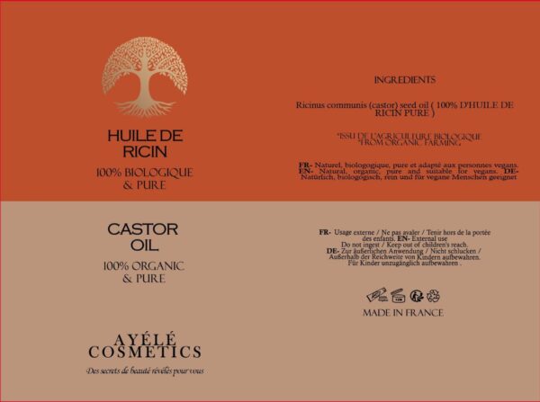 HUILE DE RICIN 100% BIO PURE ET VEGAN - 100 ml – Image 2